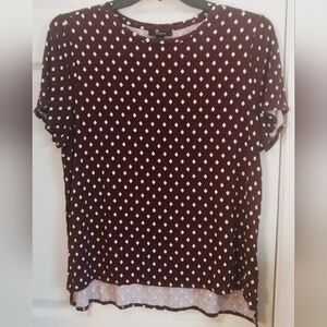 Alfani Women's Stretchy Burgundy Diamond Polka Dot Top